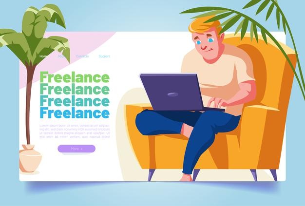 freelance banner with man work laptop 107791 7074