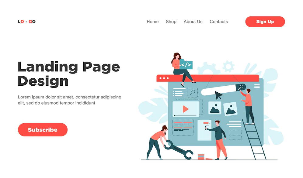 digital marketing team constructing landing home page landing page 74855 17251